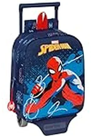 Safta SPIDERMAN NEON - Mochila Guardería con Carro, Ideal para Niños de Diferentes Edades, Cómoda y Versátil, Calidad y Resistencia, 22x10x27 cm, Color
