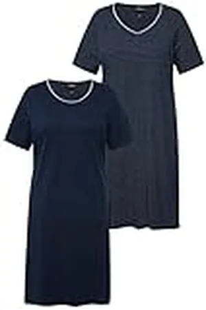 Ulla Popken 2pcs, Bigshirts, Simple and Dots Camisa de Noche, Nachtblau, 64-66 para Mujer