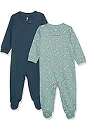 Amazon Pelele de algodón orgánico con pies para Dormir y Jugar (Anteriormente Amazon Aware) Unisex Bebés, Pack de 2, , 0 Meses