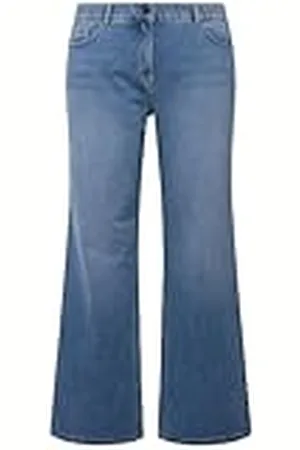 Ulla Popken Marlenejeans Mary, weites Bein, Komfortbund, Biobaumwolle Jeans, , 45W / 34L para Mujer