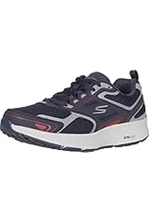 Skechers Go Run Consistent, Zapatillas de trail running Hombre, Navy Leather/Synthetic/Red Trim, 42.5 EU