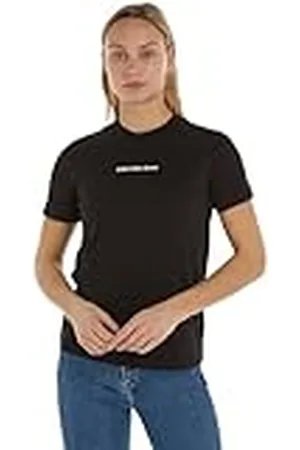 Calvin Klein Jeans Mujer Camiseta Manga Corta Institutional Straight Cuello Redondo, , L