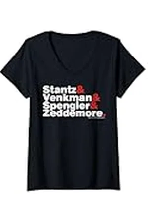 Ghostbusters Mujer Pila de nombres blancos y rojos de los Cazafantasmas Camiseta Cuello V