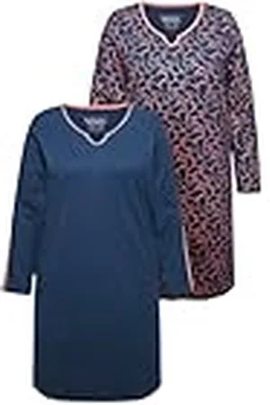 Ulla Popken Bigshirts, 2er-Pack, Sterne, Tunika-Ausschnitt, Langarm Camisa de Noche, , 50-52 Mujeres