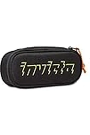 Invicta Portalápices, LIP PENCIL BAG, negro, bolsillo interior con cremallera, logotipo serigrafiado, portalápices escolar, , DIMENSIONI: 22x9x5,5 cm, Checkered, Polka dots, and Strip Pattern
