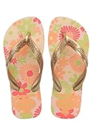 Havaianas Kids Flores, Chanclas, Cómodas, Duraderas y Divertidas, Suela con Estampado Floral, Tiras Metalizadas y Suela Antideslizante, Niñas