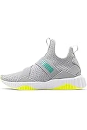 PUMA Defy Mid Core Wns, Zapatillas Deportivas para Interior Mujer, Gris (Quarry-Yellow Alert 05), 39 EU