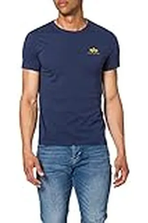 Alpha Industries Basic T Small Logo Camiseta, Azul (New Navy-435), S para Hombre