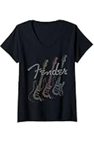 Fender Stacked Guitar Faded Logo Camiseta Cuello V