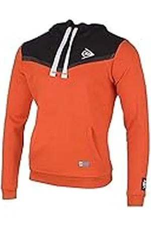 Dunlop 72240 Essential Line Niños Sudadera con Capucha, Naranja Fluor/Gris Oscuro, 128