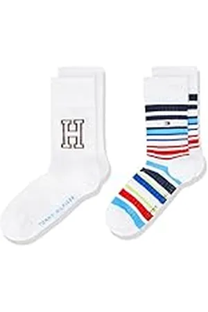 Tommy Hilfiger Unisex-child Rib Multicolor 4 Pack Classic Sock, white, 27-30 (4er Pack)