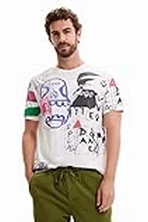 Desigual TS_Drake 9020 Ecru Camiseta, Material de Acabados, S para Hombre