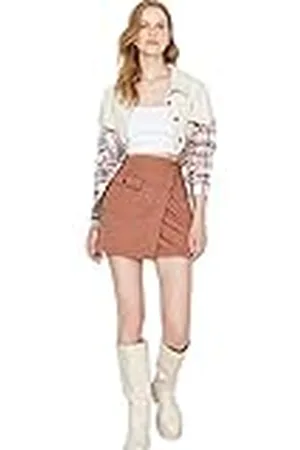 Trendyol Minifalda asimétrica de Punto Regular para Mujer Falda, , S