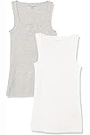 Amazon Camiseta sin Mangas con Cuello Cuadrado y Corte Ajustado Mujer, Pack de 2, , XL