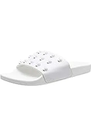 THE WHITE BRAND Skull, Sandalias con Punta Abierta Hombre, (White White), 44.5 EU