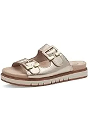 Tamaris Comfort 8-87105-42 909 LT Gold Slipper Komfortable Mehrweite Alltagsschuh Festlich Elegant, Sandalias Planas Mujer, , 36 EU Ancho