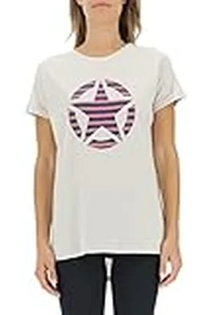 Jeep O102613-J863 J Woman T-Shirt Oversize Star Striped Print Turn-up Sleeve J22W Mujer XS