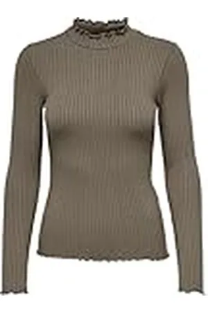 JDY Fransiska L/S Highneck Top Jrs Noos Camiseta, Nogal, L Mujeres