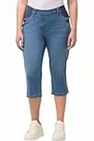 Ulla Popken Vaqueros Capri con Cintura Elástica Sienna Jeans, Azul Claro, 36W x 32L para Mujer