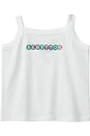 Benetton Camiseta de Tirantes 3i1xch01e, Color Blanco, 150 cm para Niñas