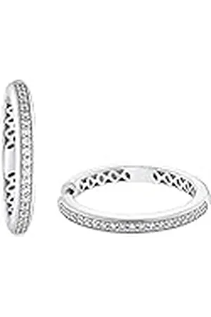 JOOP! Creoles de ley 925 joyería de señoras oído, con zirconia cúbico synth., 3 cm, , Viene en caja de regalo de joyería