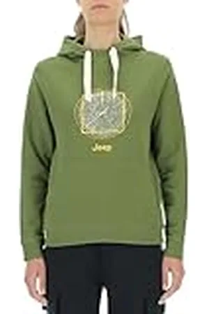 Jeep O102918-E100 J Sudadera Mujer con Capucha Bolsillo Delantero - Anillos Árboles Estampado Grande J23W Mujer Olive Green L