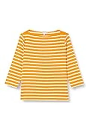 Tommy Hilfiger Camiseta de Manga Larga de Algodón para Mujer, Multicolor (Breton Stp/ Rich Ochre/ Ecru), 46