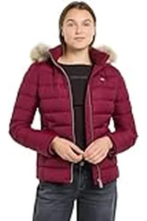 Tommy Hilfiger Cazadora Acolchada Mujer Basic Hooded Down Jacket con Capucha, Rojo (Valley Grape), 6XL