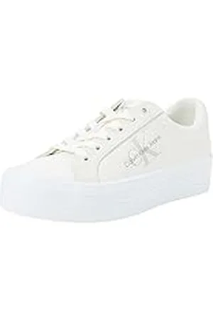 Calvin Klein Jeans BOLD VULC FLATF LOW MIX ML MTR YW0YW01492, Zapatillas deportivas para Mujer, Beige (Creamy White/White), 40 EU