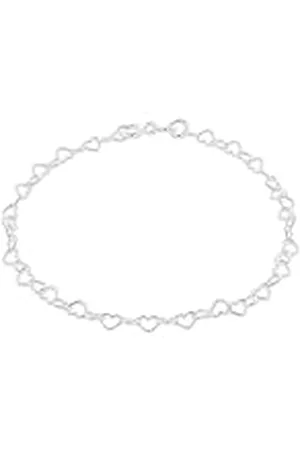 Amazon Pulsera con eslabones en forma de corazón abierto en esterlina, 18,5 cm