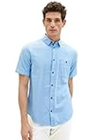 TOM TAILOR 1036213 Camisa, 31770-Estructura de Hueso de Herringbone Azul, M para Hombre