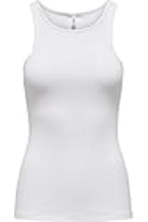 ONLY ONLKENYA Rib Tank Top JRS Noos Camiseta sin Mangas, White, L para Mujer