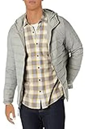 Amazon Chaqueta Acolchada con Capucha, Plegable, Ligera y Resistente a la Lluvia Hombre, , L