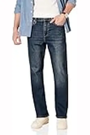 Amazon Pantalón Vaquero Elástico de Ajuste Recto Hombre, , 35W / 28L