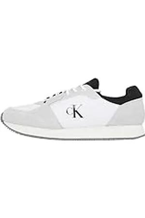 Calvin Klein Runner Sneaker Hombre Sock Laceup elegantes, Multicolor (Bright White/Oyster Mushroom/Black), 46
