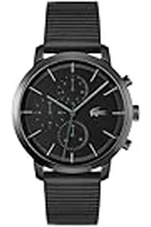 Lacoste Reloj Analógico de Cuarzo Multifunción para Hombre Colección Replay con Correa de Cuero Negra - 2011177