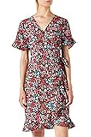 ONLY Onlolivia S/S Wrap Dress Wvn Noos Vestido, Negro/Azul/Rojo, 40 EU para Mujer