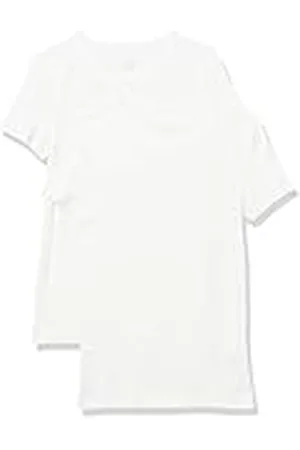 Amazon Camiseta de Cuello a la Caja de Manga Corta y Ajuste Entallado Mujer, Pack de 2, , L