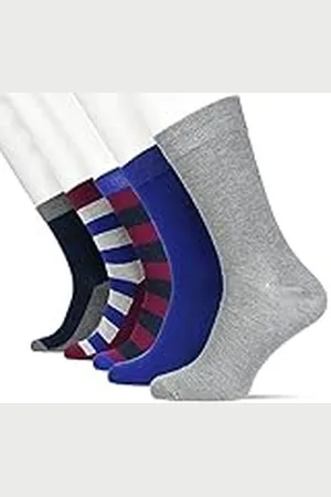 JACK & JONES Jacclassic Stripe Socks 5 Pack Calcetines, Purple Potion/Pack:Nautical Blue-Navy Blazer-Mid Grey Melange-Light Grey Melange, Talla única Hombres