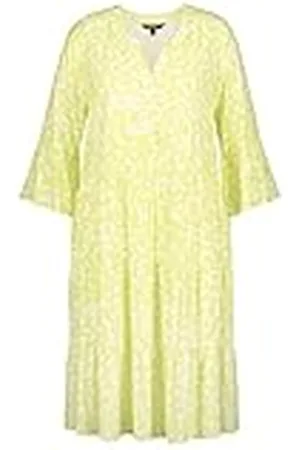 Ulla Popken Vestido Midi de Manga 3/4 con Cuello Alto y Estampado Leo, , 52-54 para Mujer