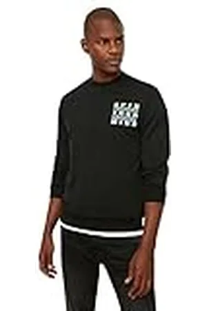 Trendyol Hombre Regular Fit Manga Larga Bicicleta Collar Impresión Sudadera, XL