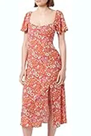Springfield Vestido Midi Frunce Escote, , 36 para Mujer