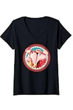 Clangers Mujer Major & Mother Clanger Amor Día de San Valentín Retro Camiseta Cuello V