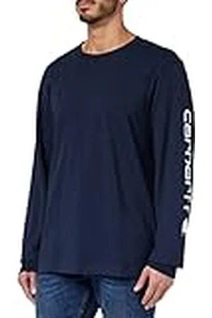 Carhartt Hombre, Camiseta Con Logotipo Gráfico En La Manga Larga, Tejido Grueso, Ajuste Ligeramente Holgado, , S