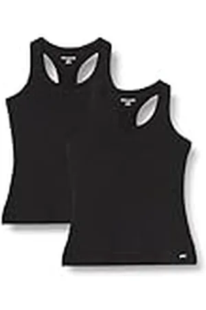 Amazon Top Deportivo Elástico de Secado Rápido y Tirantes (Hay Tallas Grandes) Mujer, Pack de 2, , XS