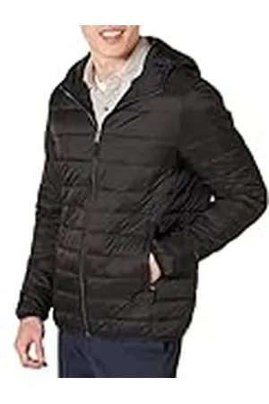 Amazon Chaqueta Acolchada con Capucha, Plegable, Ligera y Resistente a la Lluvia Hombre, , S