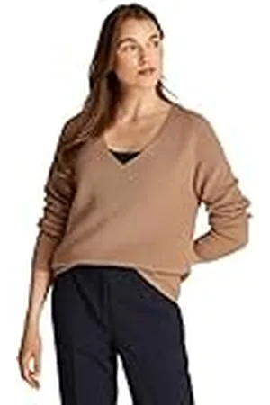 Tommy Hilfiger Jersey Mujer Cardi Fine cuello de pico, Beige (Safari Canvas), L