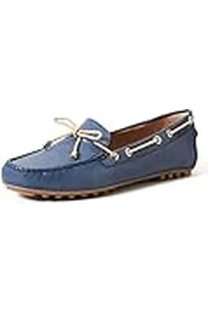 Geox D Leelyan C, Mocasines para Mujer, Multicolor (Blue/Sand), 36.5 EU