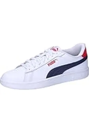 PUMA Smash 3.0 L JR, Sneaker, White Navy-FOR All Time Red, 38.5 EU