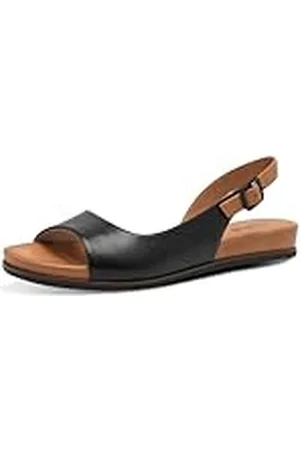 Jana Softline 8-28160-42 001 Black Sandalia Plana Cómodo Calzado Multiuso Diario Festivo Elegante, Mujer, , 39 EU Ancho